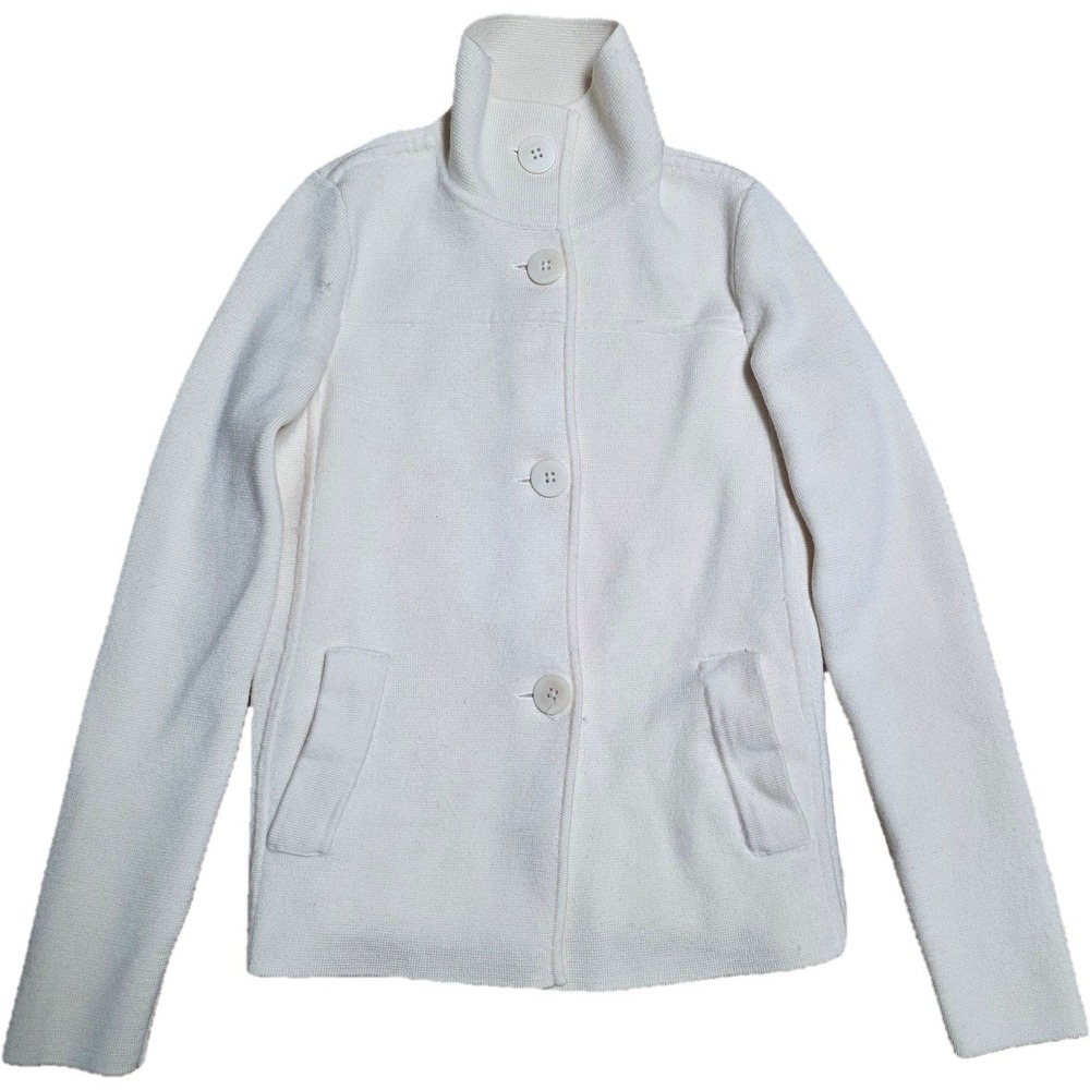 Talbots Pure Italian Merino Wool Knit Jacket Women's Size XS Cream‎ Button Front